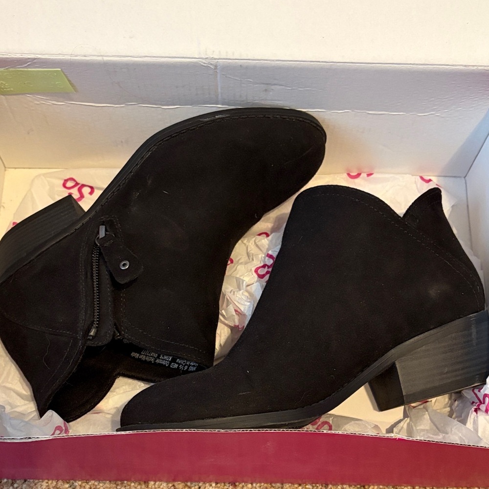 SO Black Suede Ankle Booties
